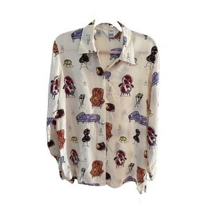 Vintage Ishyu 100% Silk Button Down Blouse Retro Vintage Furniture French 4